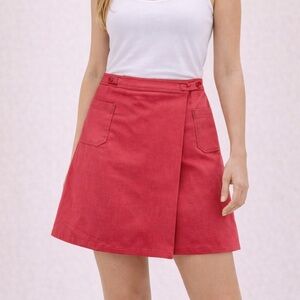 Anthropologie x Beth Bowley Coral Pink Cotton A Line Mini Skirt 12